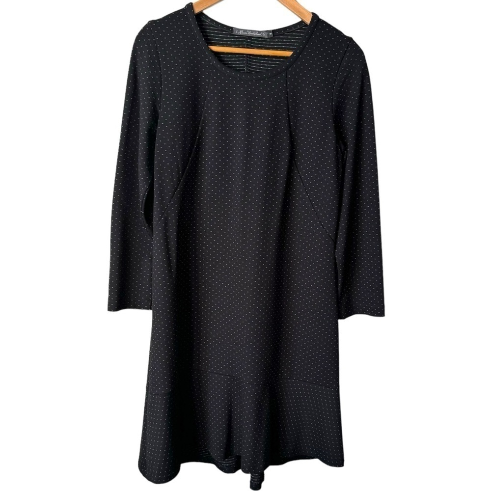 Allison Wonderland Long Sleeve Polka Dot Grey Knee Length Dress Women's Size 8